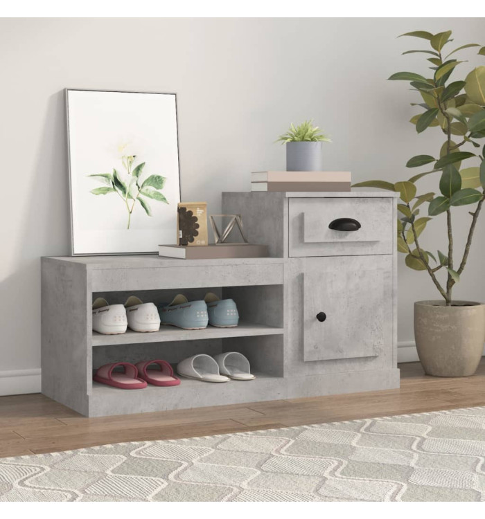 Armoire à chaussures gris béton 100x42x60 cm bois d'ingénierie | Mobilier & Déco