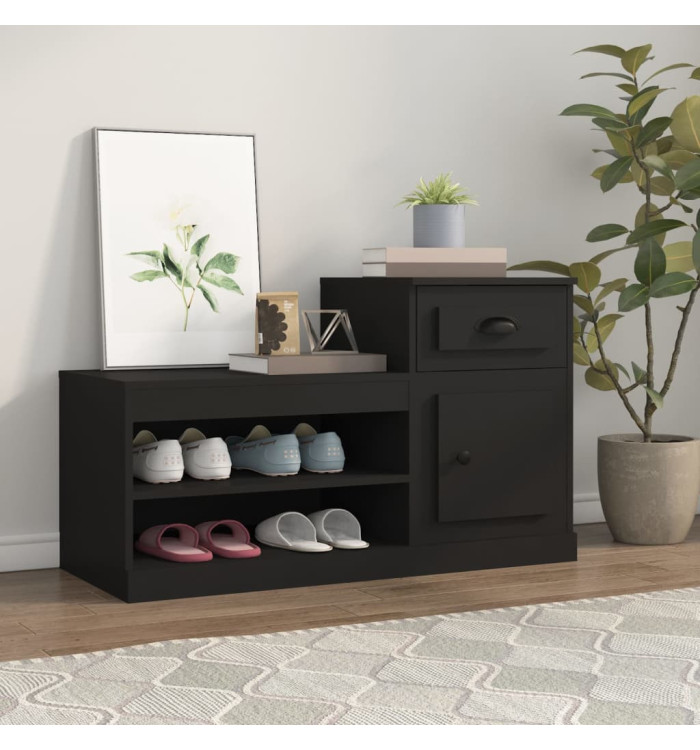 Armoire à chaussures noir 100x42x60 cm bois d'ingénierie | Mobilier & Déco