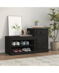 Armoire à chaussures noir 100x42x60 cm bois d'ingénierie | Mobilier & Déco