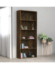Bibliothèque 5 niveaux Chêne fumé 80x30x189cm Bois d'ingénierie | Mobilier & Déco