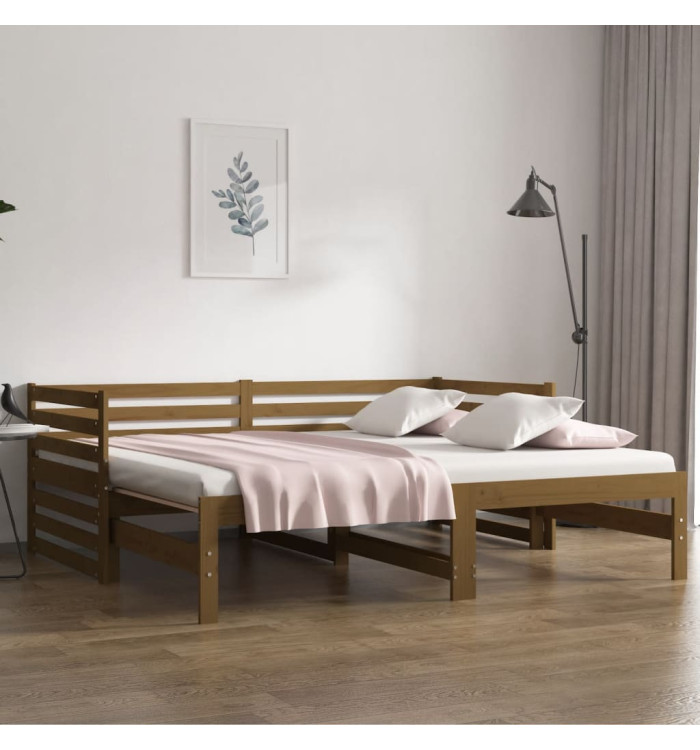 Lit coulissant sans matelas marron miel 2x(90x190) cm | Mobilier & Déco