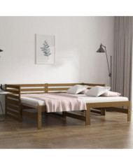 Lit coulissant sans matelas marron miel 2x(90x190) cm | Mobilier & Déco