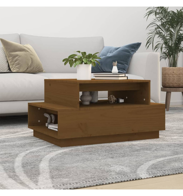 Table basse Marron miel 80x55x40,5 cm Bois massif de pin | Mobilier & Déco