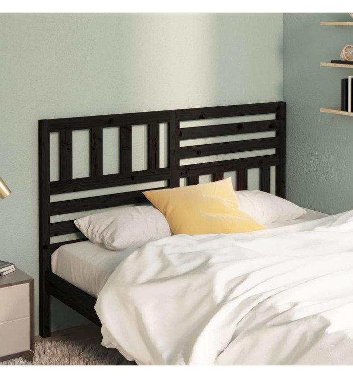 Tête de lit Noir 141x4x100 cm Bois massif de pin | Mobilier & Déco