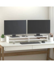 Support de moniteur Blanc 100x27x15 cm Bois de pin solide | Mobilier & Déco