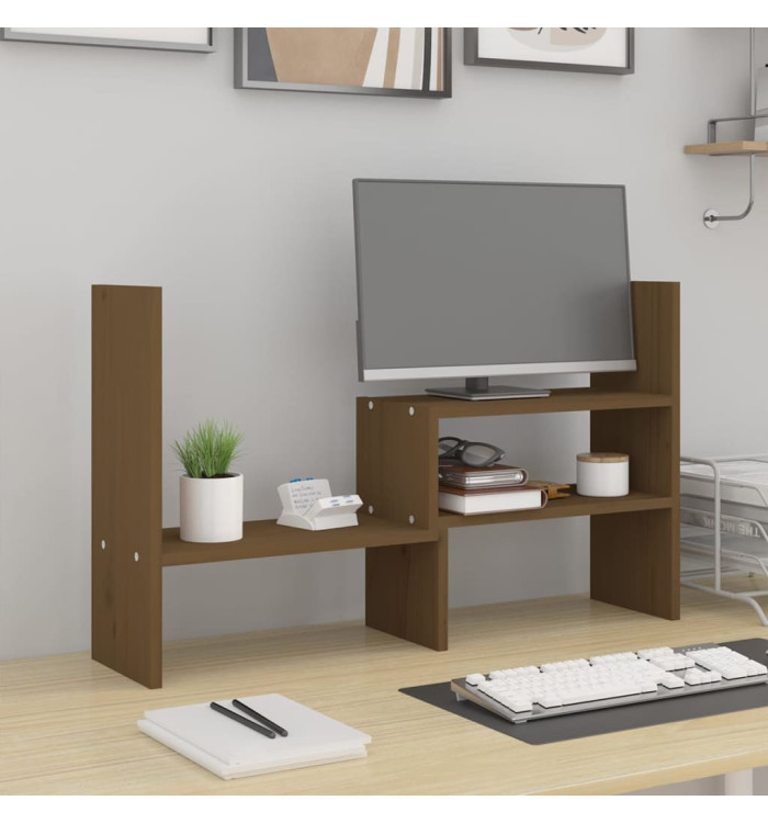 Support de moniteur Marron miel (39-72)x17x43 cm Bois de pin | Mobilier & Déco