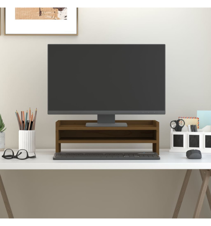 Support de moniteur Marron miel 50x24x16 cm Bois de pin solide | Mobilier & Déco