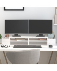 Support de moniteur Blanc 100x27,5x15 cm Bois de pin solide | Mobilier & Déco