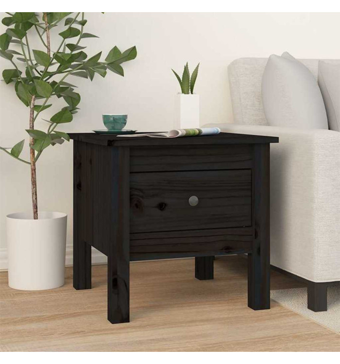 Table d'appoint Noir 40x40x39 cm Bois massif de pin | Mobilier & Déco