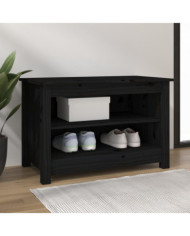 Banc à chaussures Noir 70x38x45,5 cm Bois de pin massif | Mobilier & Déco
