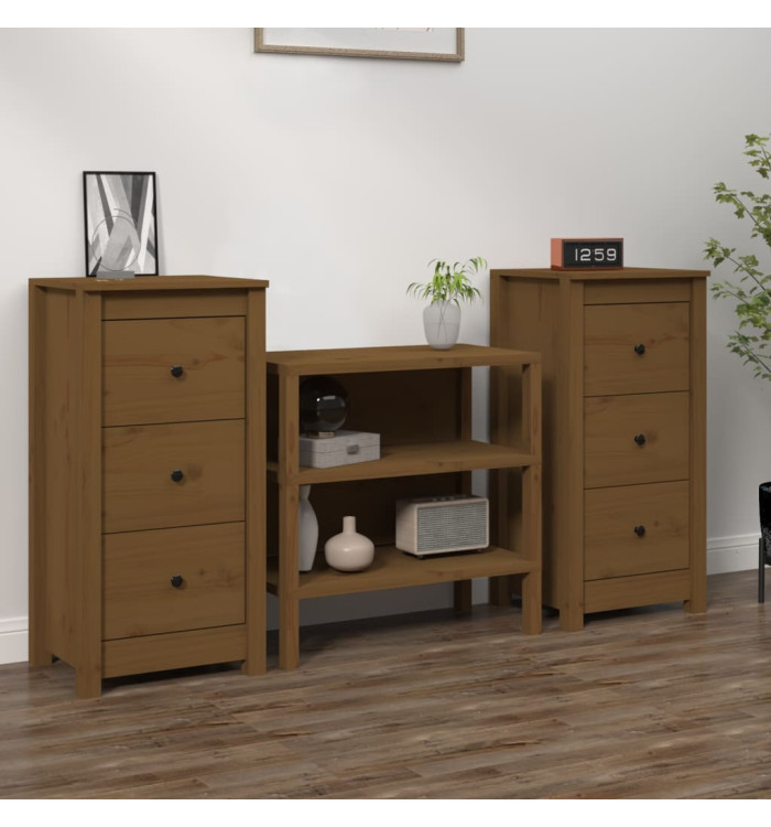 Buffets 2 pcs marron miel 40x35x80 cm bois massif de pin | Mobilier & Déco