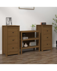 Buffets 2 pcs marron miel 40x35x80 cm bois massif de pin | Mobilier & Déco