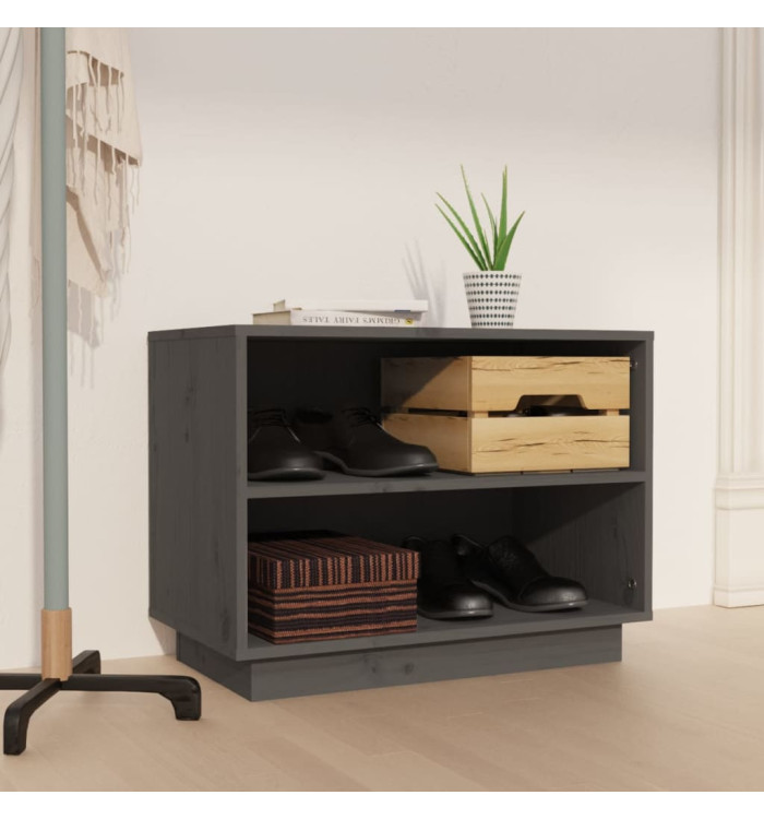 Armoire à chaussures Gris 60x34x45 cm Bois de pin massif | Mobilier & Déco