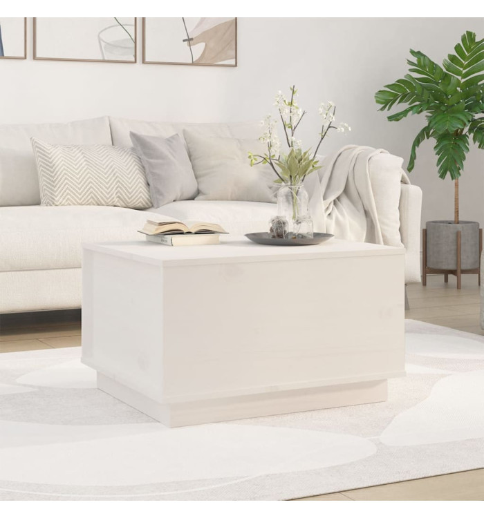 Table basse Blanc 60x50x35 cm Bois massif de pin | Mobilier & Déco