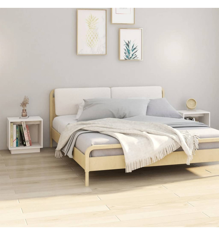 Tables de chevet 2 pcs Blanc 40x30x40 cm Bois de pin solide | Mobilier & Déco