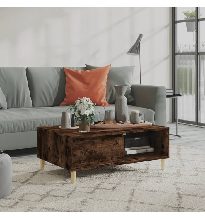 Table basse chêne fumé 90x60x35 cm bois d'ingénierie | Mobilier & Déco