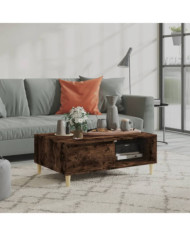 Table basse chêne fumé 90x60x35 cm bois d'ingénierie | Mobilier & Déco