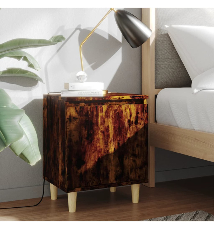 Tables de chevet et pieds en bois 2 pcs Chêne fumé 40x30x50 cm | Mobilier & Déco