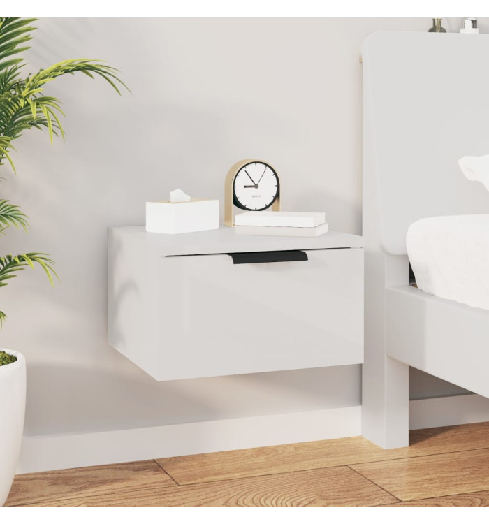 Table de chevet murale blanc brillant 34x30x20 cm | Mobilier & Déco