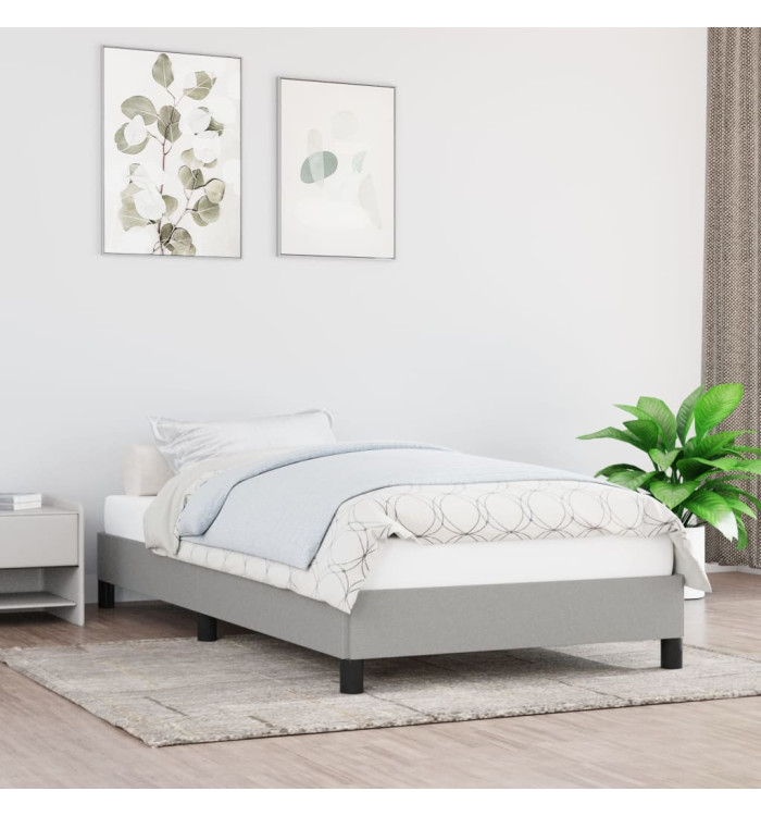 Cadre de lit sans matelas gris clair 90x200 cm tissu | Mobilier & Déco