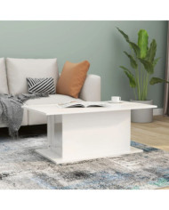 Table basse blanc brillant 102x55,5x40 cm bois d'ingénierie | Mobilier & Déco