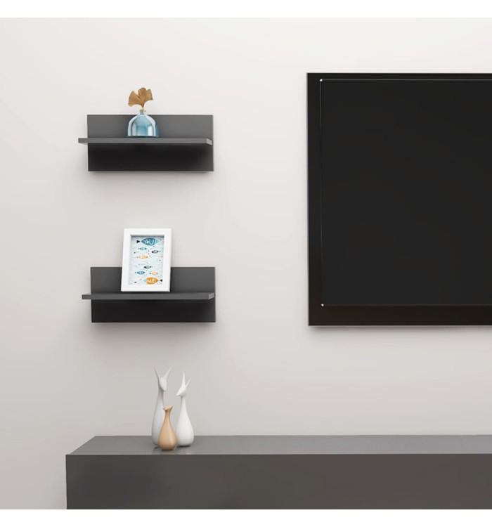 Étagères murales 2 pcs gris 40x11,5x18 cm bois d'ingénierie | Mobilier & Déco