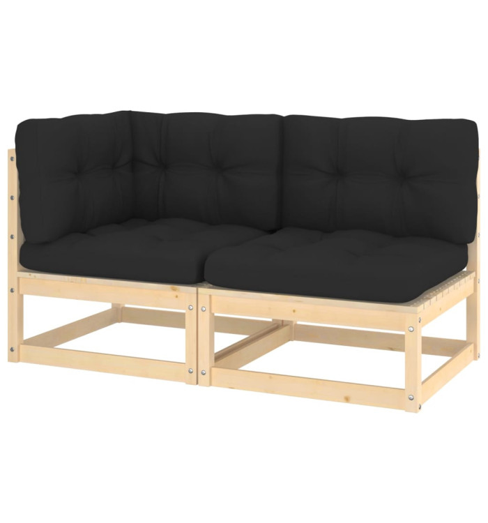 Salon de jardin 2 pcs avec coussins Bois de pin massif | Mobilier & Déco