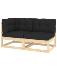 Salon de jardin 2 pcs avec coussins Bois de pin massif | Mobilier & Déco