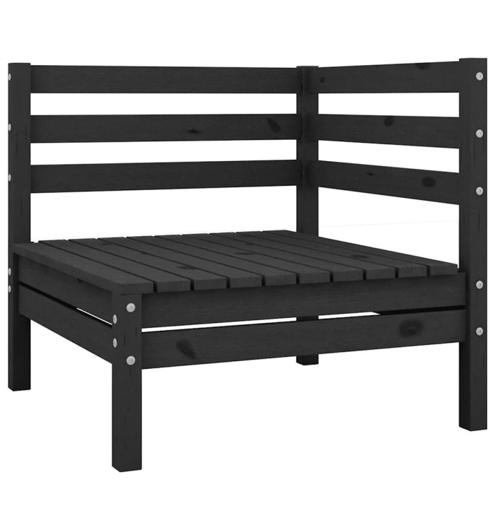 Canapé d'angle de jardin noir bois de pin massif | Mobilier & Déco