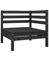 Canapé d'angle de jardin noir bois de pin massif | Mobilier & Déco