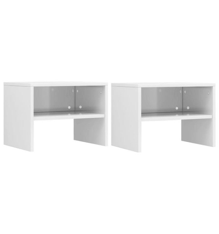 Tables de chevet 2pcs Blanc brillant 40x30x30cm Bois ingénierie | Mobilier & Déco