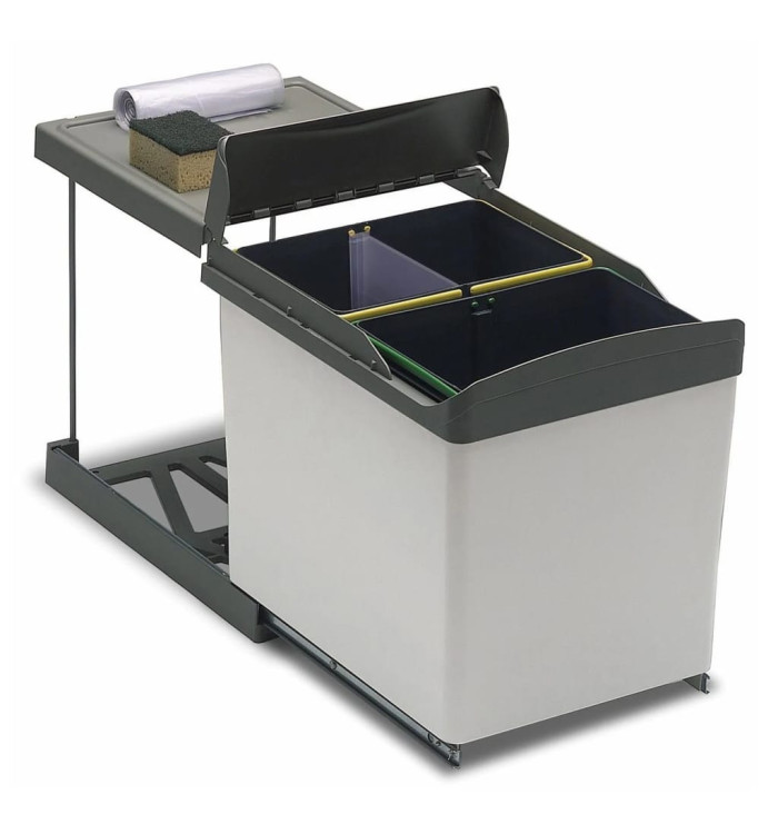 eyckhaus Collecteur de déchets sélectif à roulettes rectangulaire gris | Mobilier & Déco