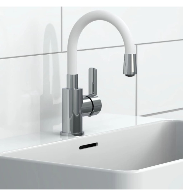 EISL Mitigeur de lavabo FLEXO chrome-blanc | Mobilier & Déco