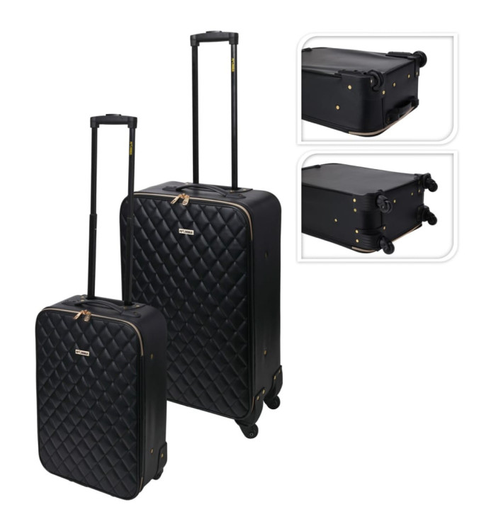 ProWorld Set de valises 2 pcs conception de courtepointe noir | Mobilier & Déco