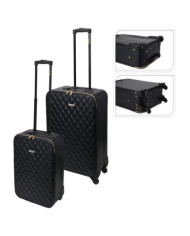 ProWorld Set de valises 2 pcs conception de courtepointe noir | Mobilier & Déco
