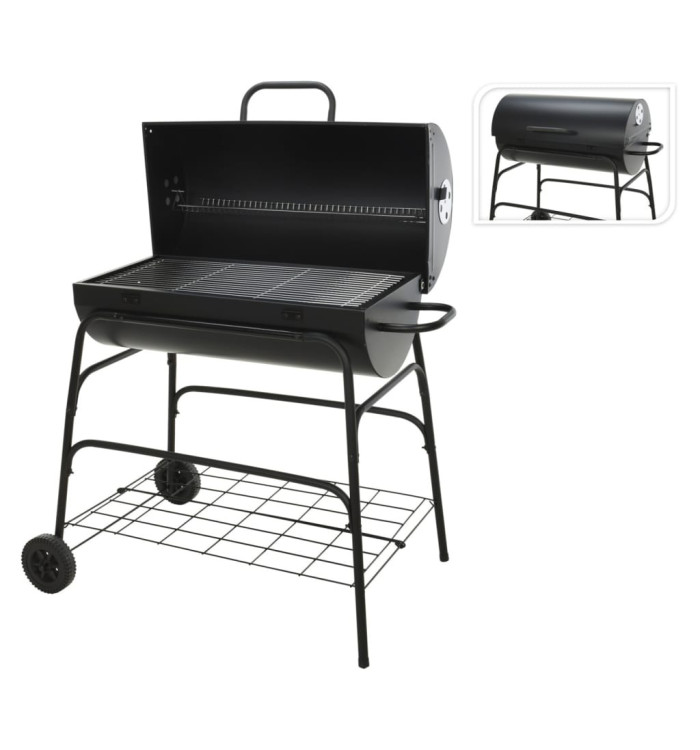 ProGarden Barbecue à charbon de bois sur roues forme de cylindre | Mobilier & Déco