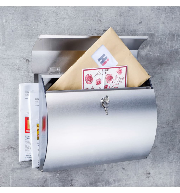 HI Boîte aux lettres et porte-journaux 38x13,3x30,4 cm inox | Mobilier & Déco