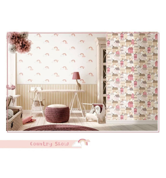 Noordwand Papier peint Mondo baby Rainbows Blanc et rose | Mobilier & Déco