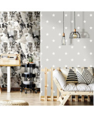 Noordwand Papier peint FriendsetCoffee Little Stars Gris foncé et blanc | Mobilier & Déco