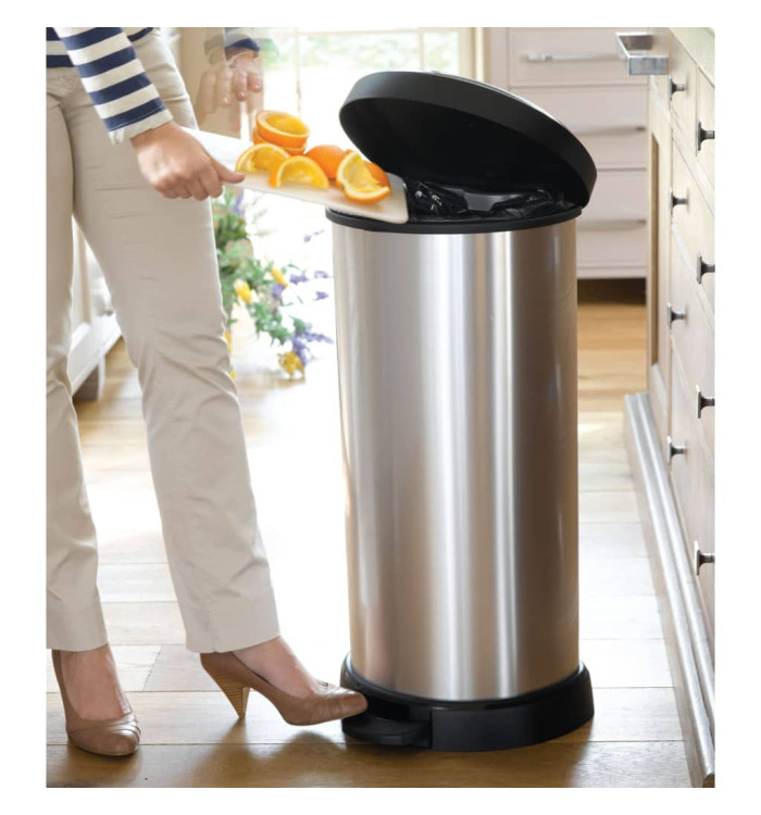 Curver Poubelle à pédale Deco Forme de D 40 L Argenté | Mobilier & Déco