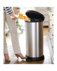 Curver Poubelle à pédale Deco Forme de D 40 L Argenté | Mobilier & Déco