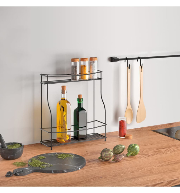 Metaltex Étagère à épices à 2 niveaux Basalmico Noir | Mobilier & Déco