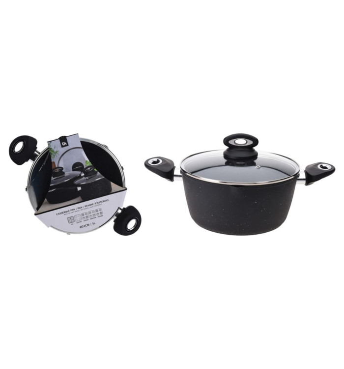Excellent Houseware Casserole avec couvercle 24 cm Aluminium forgé | Mobilier & Déco