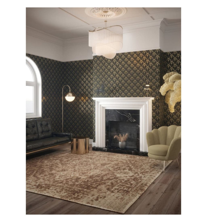 DUTCH WALLCOVERINGS Papier peint Palm Palace Noir et doré | Mobilier & Déco