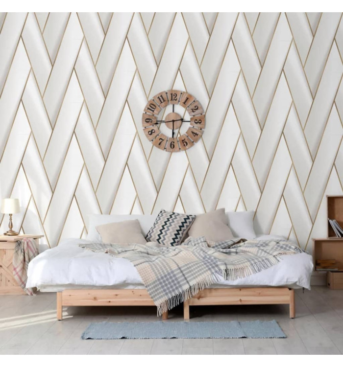 DUTCH WALLCOVERINGS Papier peint Geometric Blanc et doré | Mobilier & Déco