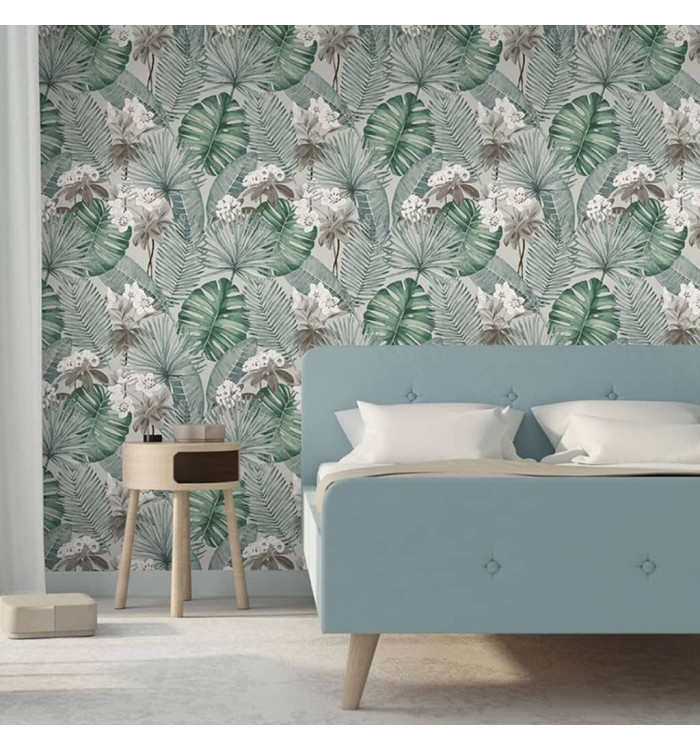 DUTCH WALLCOVERINGS Papier peint Eden Gris et vert clair | Mobilier & Déco