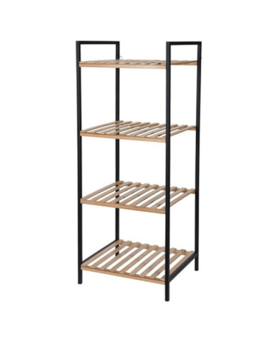 Bathroom Solutions Support de rangement et 4 étagères Bambou et acier | Mobilier & Déco