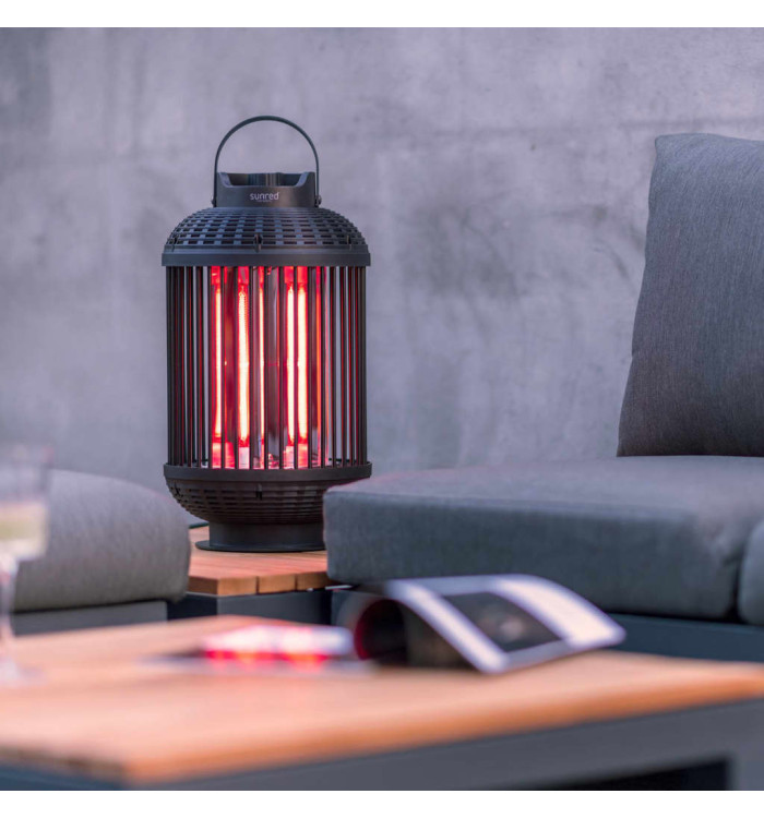 Sunred Chauffage de table Indox 1200 W Halogène Noir | Mobilier & Déco