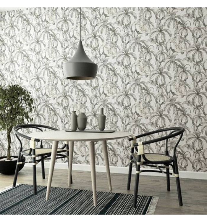 Noordwand Papier peint Topchic Monkey Jungle Leaves Gris et noir | Mobilier & Déco
