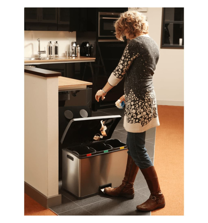 EKO Poubelle à pédale Rejoice 3x12 L Argenté mat | Mobilier & Déco